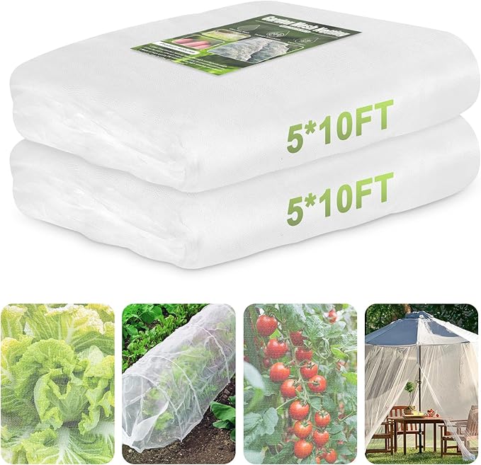 Garden Netting, 2 Pack 5x10Ft Ultra Fine Mesh Netting Pest Barrier Protection by RIFNY