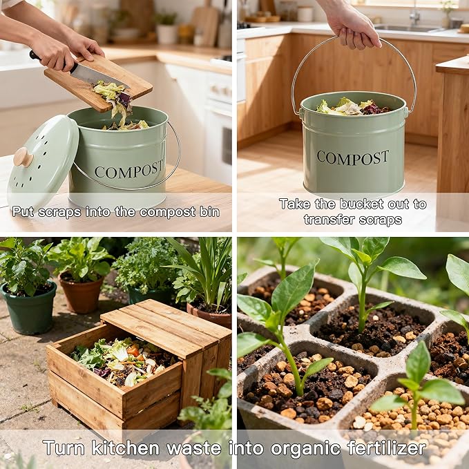 Compost Bin for Kitchen Counter, 1 Gallon Compost Bucket - Image 7