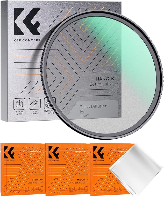 K&F CONCEPT 72mm Black Diffusion 1/4 Filter Mist Cinematic Effect Filter by KFCONCEPT
