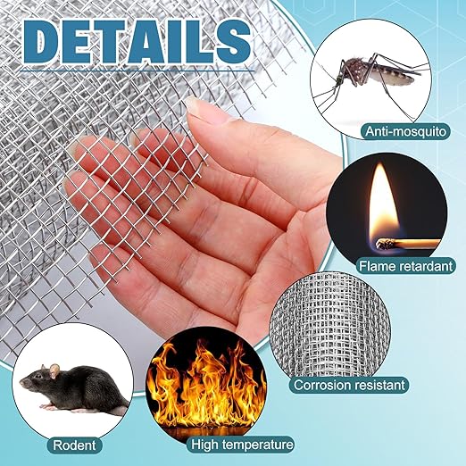 SATINIOR 2 Packs 11.8 x 39.3 Inch 304 Stainless Steel Woven Wire Mesh Fine - Image 2