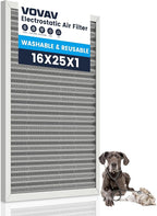 16x25x1 Air Filter-MERV 8, Washable & Reusable Electrostatic Filter, AC/HVAC by VOVAV