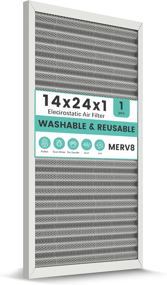 14x24x1 HVAC Furnace Air Filter, Washable Electrostatic Furnace Filter by KEYINGXUAN