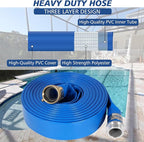 3" x 50 ft Backwash Hose for Swimming Pools, Heavy Duty PVC Lay Flat Water - Image 3