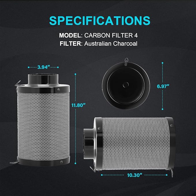 iPower Air Carbon Filter 4" Smelliness Control - Image 3
