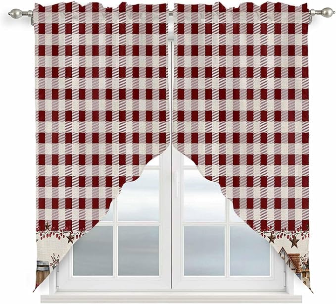 Swag Curtain Valances for Kitchen Windows, Farm Barn Western Star on Vintage - Image 4