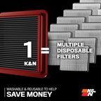 K&N Dryflow Lifetime Engine Air Filter: Washable, Replacement Filter:Compatible - Image 6
