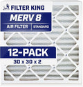 Filter King 30x30x2 Air Filter | 12-PACK | MERV 8 HVAC Pleated A/C Furnace by FilterKing