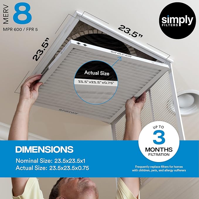 Simply 23.5x23.5x1 Air Filter, Merv 8, 6 Pack, - Image 3