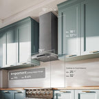 30" Wall Mount Range Hood Tempered Glass 900 CFM, Kitchen Chimney Vent - Image 9