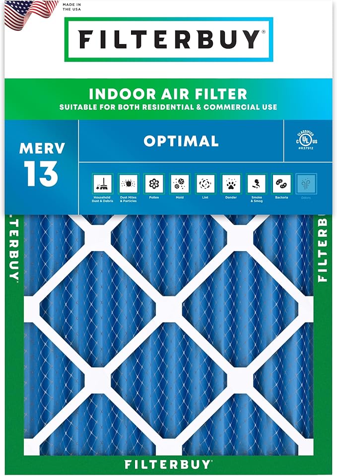 Filterbuy 15x20x2 Air Filter MERV 13 Optimal Smoke & Allergy Defense, by Filterbuy