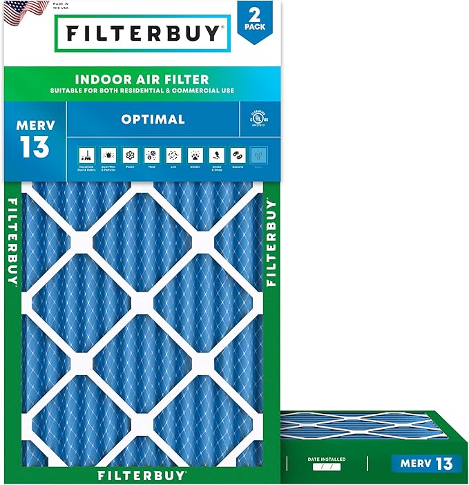 Filterbuy 10x20x2 Air Filter MERV 13 Optimal Smoke & Allergy Defense, by Filterbuy