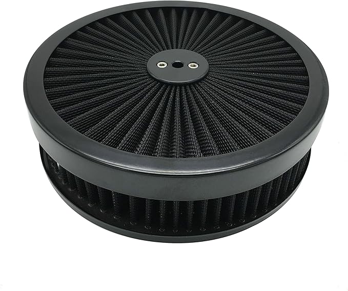 X-AVION Full Flow Round 9''X2'' Air Filter Assembly Kit Black Washable and by X-AVION