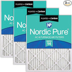 Nordic Pure 16x20x1 Pleated Air Filters MERV 14 Plus Carbon 3 Pack by NordicPure