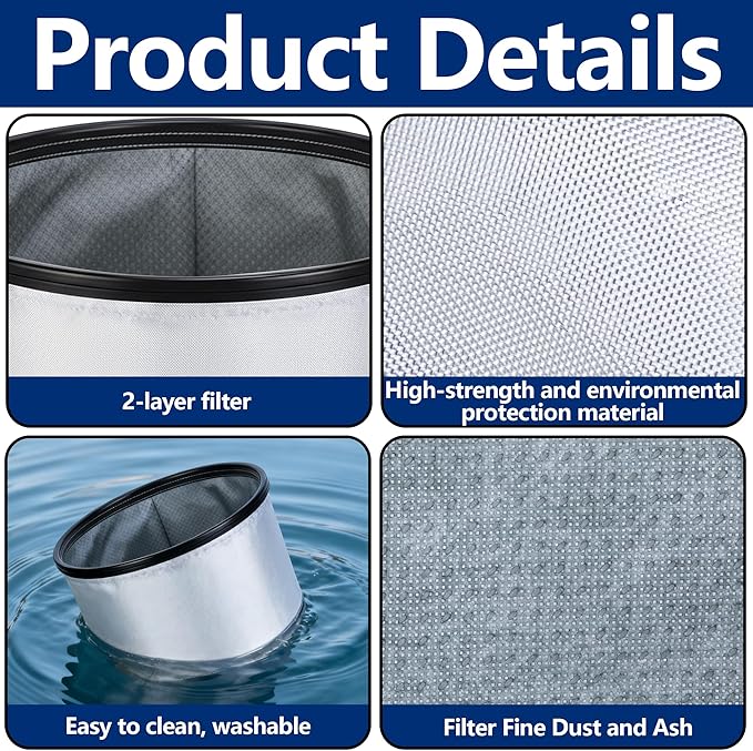 Tlswshsy 2 Pack 11.8'' x 11.8'' x 7'' Double Layer Ash Vacuum Filter, PAAC301 - Image 3