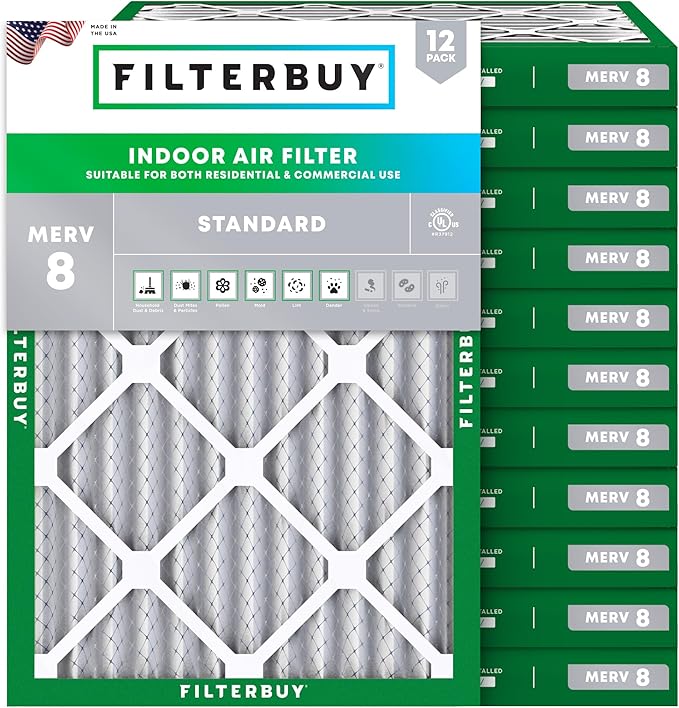Filterbuy 30x32x2 Air Filter MERV 8 Essential Dust & Allergy Defense, by Filterbuy