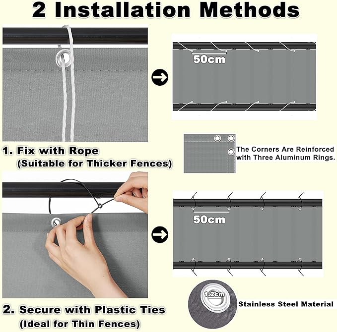 Privacy Screen 4.6' x 19.7' UV Protection Weather-Resistant Patio Privacy Screen - Image 6
