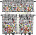 Kitchen Curtains Tiers and Valance Set of 3, Spring Flowers Light Filtering by Anzona