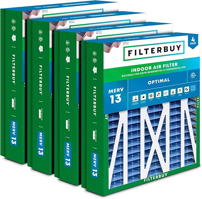 Filterbuy 24.5x27x5 Air Filter MERV 13 Optimal Smoke & Allergy Defense by Filterbuy