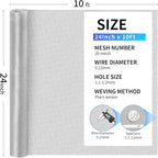 304 Stainless Steel Mesh, 24in x 10ft, 20 Mesh, Sturdy Metal Screen Roll - Image 3