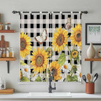 Sunflowers Bathroom Curtains 63 Inch Length, Window Curtains Tab Top - Image 3