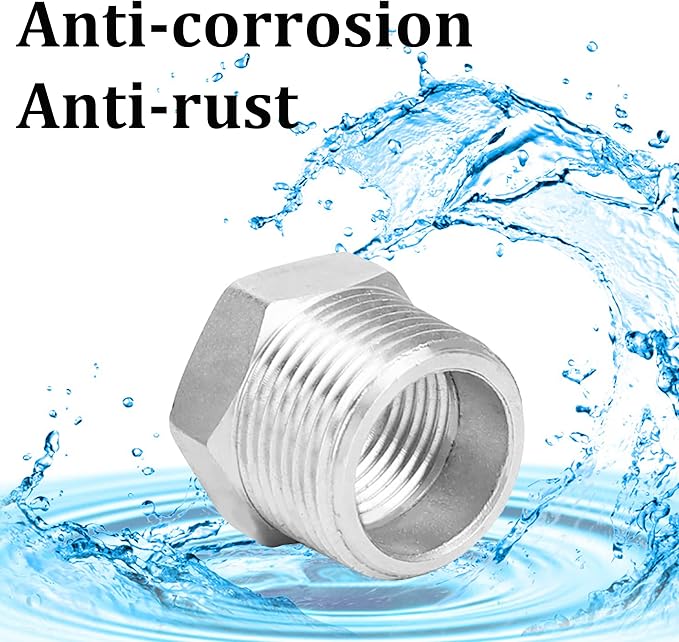 2 Pcs Reducer Hex Bushing, 304 Stainless Steel 3/4" Male NPT to 1/2" Female - Image 5