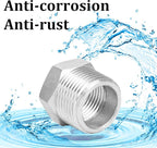 2 Pcs 304 Stainless Steel Reducer Hex Bushing, 3/4" Male NPT to 1/4" Female - Image 6