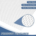 uxcell 5 Mesh 79" x 12" Woven Wire Mesh, 304 Stainless Steel Air Vent Filter - Image 3