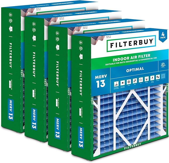Filterbuy 21x21x5 Air Filter MERV 13 Optimal Smoke & Allergy Defense, by Filterbuy