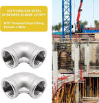 2Pcs 304 Stainless Steel 90 Degree Elbow 1/2" NPT Female x 1/2" NPT Female - Image 7