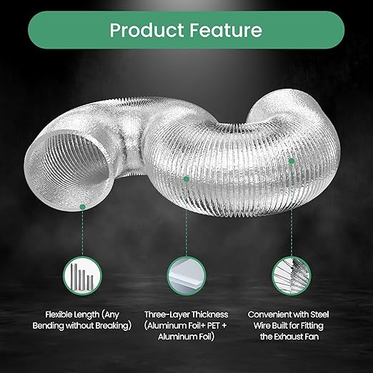 InfiniPower 4 Inch Inline Fan, 8 Feet Silver Ducting Rope Hanger - Image 4
