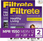 Filtrete 20x20x4, AC Furnace Air Filter, MPR 1550 DP, Healthy Living Ultra by Filtrete