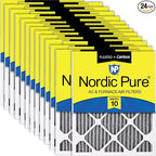 Nordic Pure 16x25x1 Furnace Air Filters MERV 10 Pleated Plus Carbon 24 Pack by NordicPure