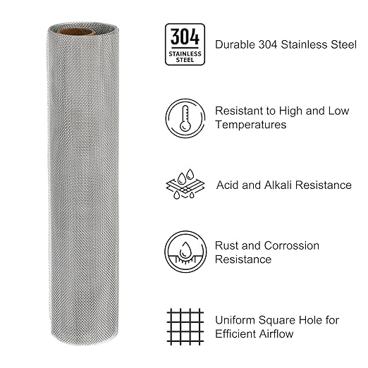 PATIKIL 40"L x 10"W Woven Wire Mesh, 26 Mesh 304 Stainless Steel Air Vent - Image 3
