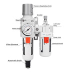 NANPU 3/8" NPT Auto-Drain Air Filter Regulator Lubricator Combo Water/Oil Trap - Image 2