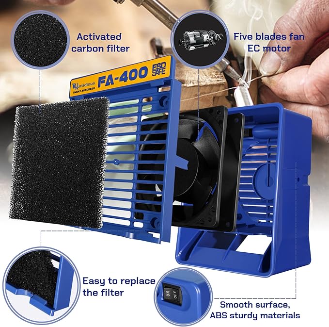 Antidious Fume Extractor Anti-ESD Solder Smoke Absorber Portable Filter - Image 2