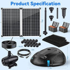 POPOSOAP Pond Filter with 55W Solar Fountain Pump, Solar Pond Filter with - Image 6
