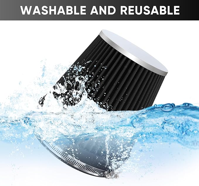 6" 152mm Cold Air Intake Filter Clamp-On Replacement High Flow Inlet Air Filter - Image 5