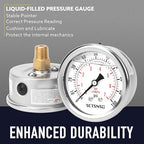 2-1/2" Dial Size, 0-100 Psi Pressure Gauge, Glycerin Liquid Filled, 1/4" NPT - Image 3