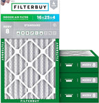 Filterbuy 16x25x4 Air Filter MERV 8 Essential Dust & Allergy Defense, by Filterbuy