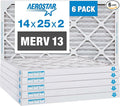 Aerostar 14x25x2 MERV 13 Pleated Air Filter, AC Furnace Air Filter, 6 Pack by AirFiltersDelivered