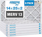 Aerostar 14x25x2 MERV 13 Pleated Air Filter, AC Furnace Air Filter, 6 Pack by AirFiltersDelivered