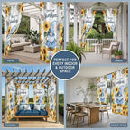 Summer Outdoor Curtains for Patio Sunflowers Gnome Eucalyptus Leaves Waterproof - Image 8