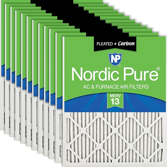 Nordic Pure 20x20x1 Pleated Air Filters MERV 13 Plus Carbon 12 Pack by NordicPure