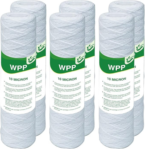 10 Micron String Wound Whole House Water Filter 10" x 2.5", 10-inch Universal by Vegebe