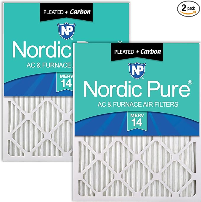 Nordic Pure 24x30x1 Pleated Air Filters MERV 14 Plus Carbon 2 Pack by NordicPure