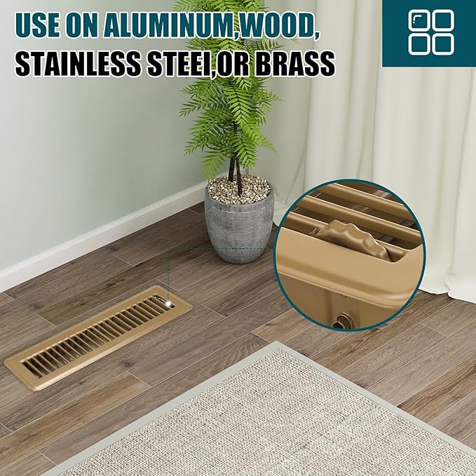 VOISEN Floor Register 2x12, 4 Pack Floor Vent Covers, Steel Adjustable Air - Image 8