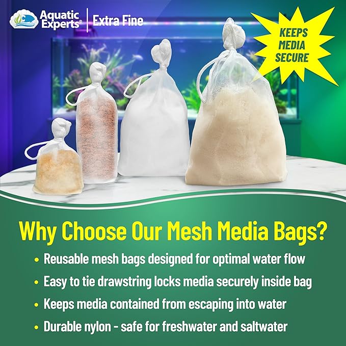 Aquatic Experts Extra Fine Aquarium Media Bag, Durable Drawstring Bags - Image 2