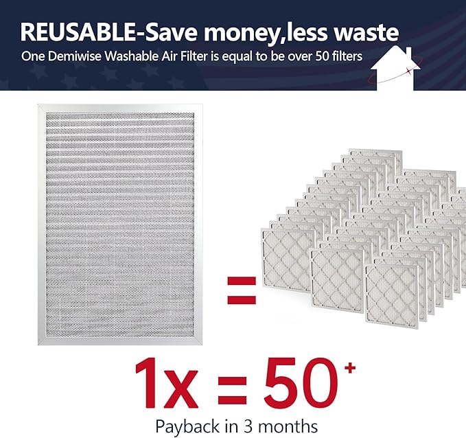18x24x1 Air Filter, Washable & Reusable Aluminum AC/HVAC Furnace Electrostatic - Image 2
