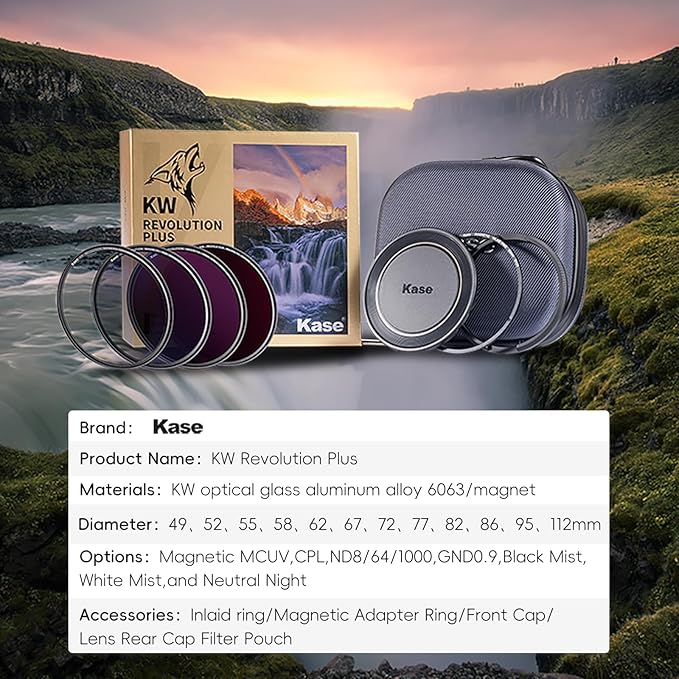 Kase 112mm KW Revolution Plus Master Kit, Includes CPL, ND8/64/1000, Inlaid Ring - Image 9