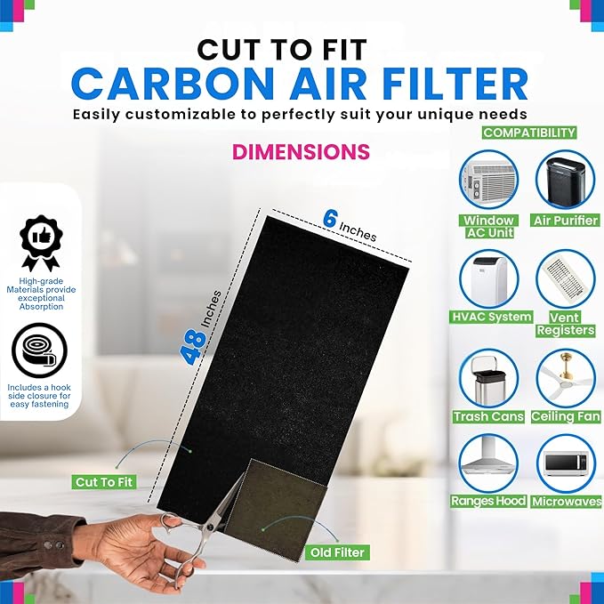 Cut to Fit Activated Carbon Filter Sheet 6” x 48” - Image 3